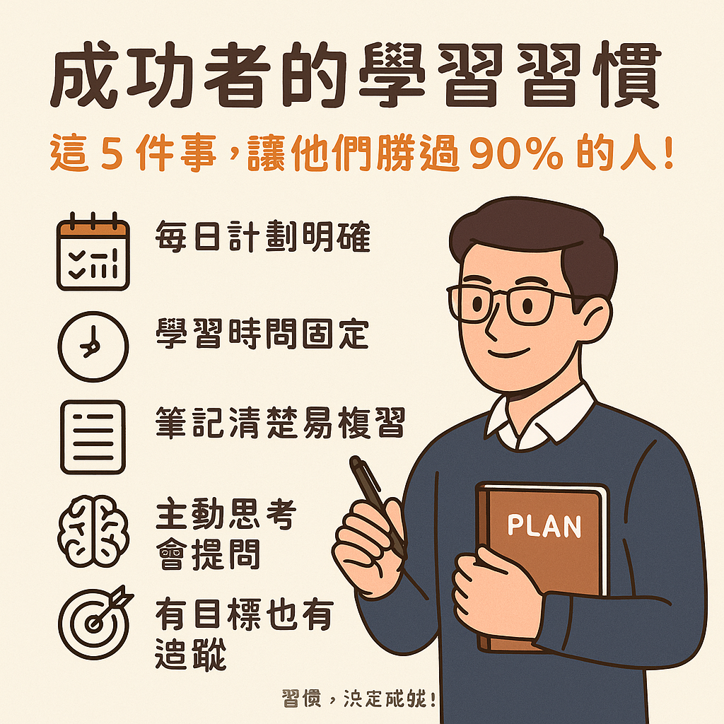 ChatGPT Image 2025年5月31日 下午02_10_29 成功者的學習習慣 這 5 件事,讓他們勝過 90% 的人!